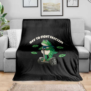 Portland Frog Throw Blanket Off to Fight Fascism Inflatable Costume Protest TS10 Print Your Wear