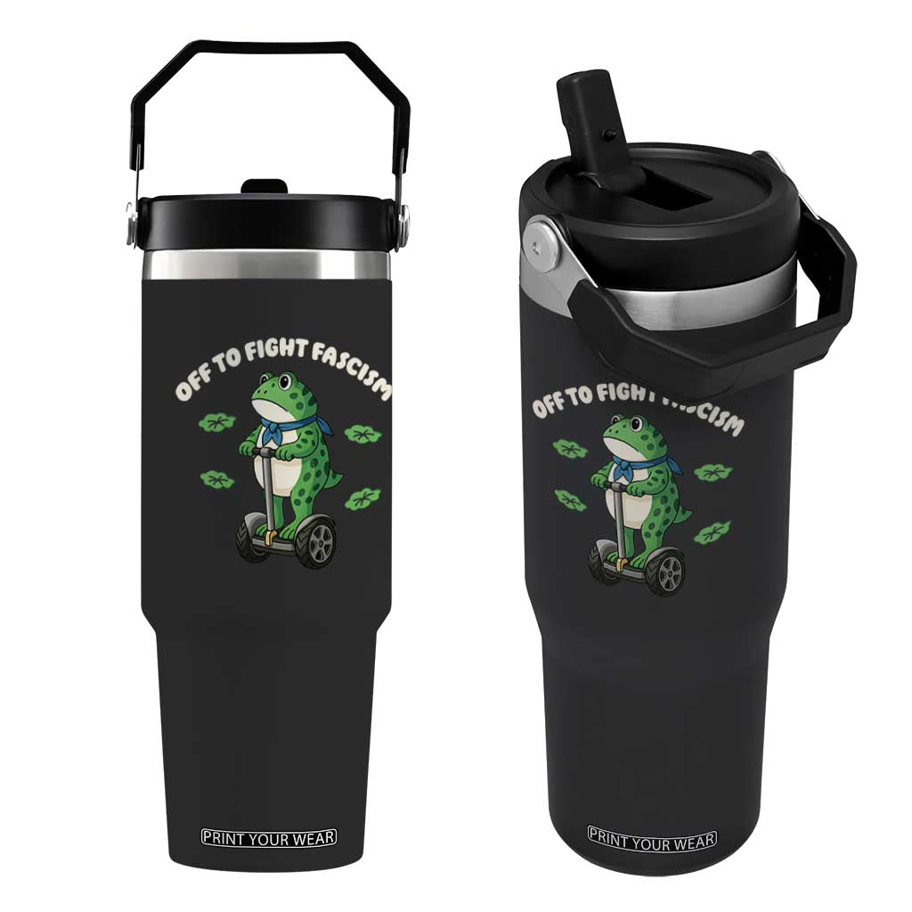 Portland Frog Flip Straw Tumbler Off to Fight Fascism Inflatable Costume Protest TS10 One Size: 30 oz Black Print Your Wear