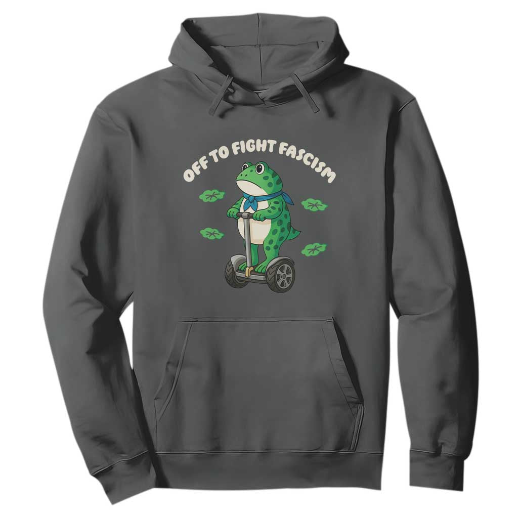 Portland Frog Hoodie Off to Fight Fascism Inflatable Costume Protest TS10 Dark Heather Print Your Wear