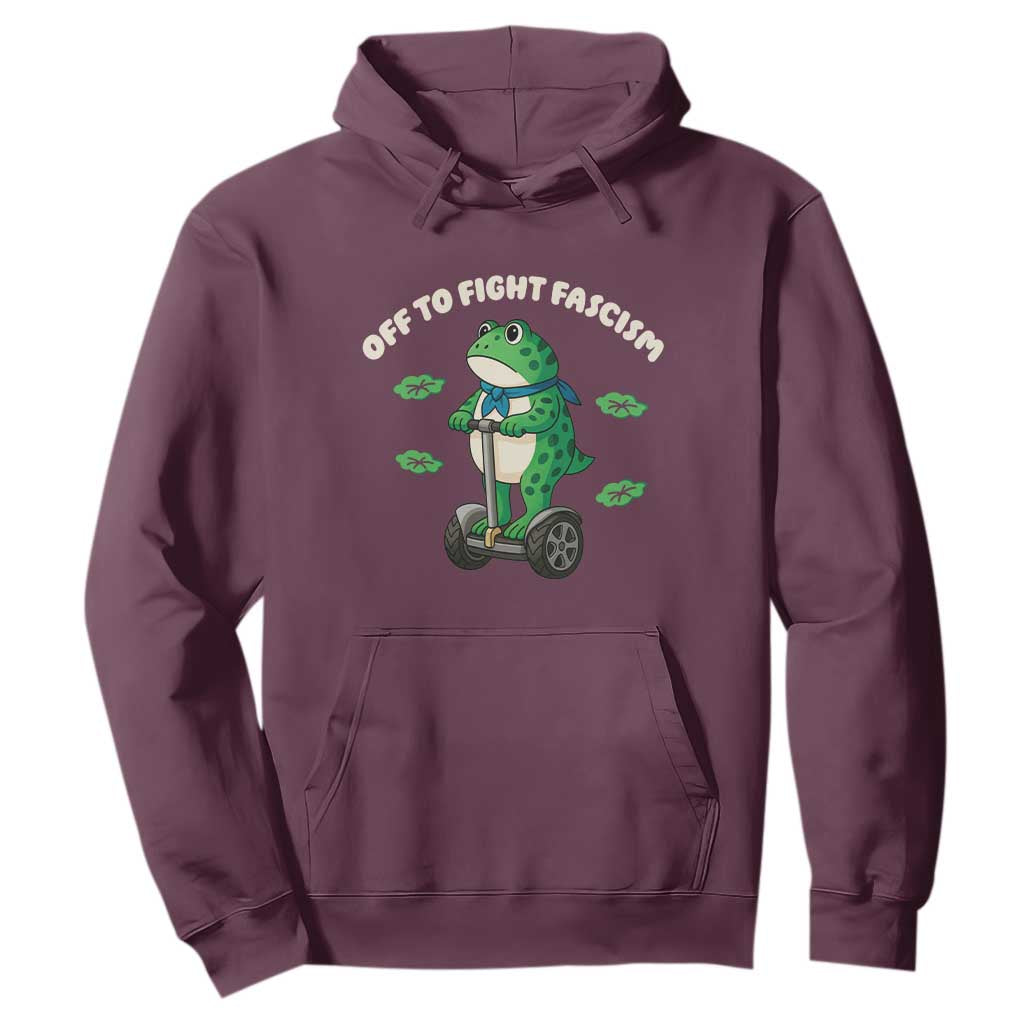 Portland Frog Hoodie Off to Fight Fascism Inflatable Costume Protest TS10 Maroon Print Your Wear