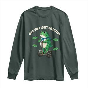 Portland Frog Long Sleeve Shirt Off to Fight Fascism Inflatable Costume Protest TS10 Dark Forest Green Print Your Wear