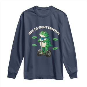 Portland Frog Long Sleeve Shirt Off to Fight Fascism Inflatable Costume Protest TS10 Navy Print Your Wear