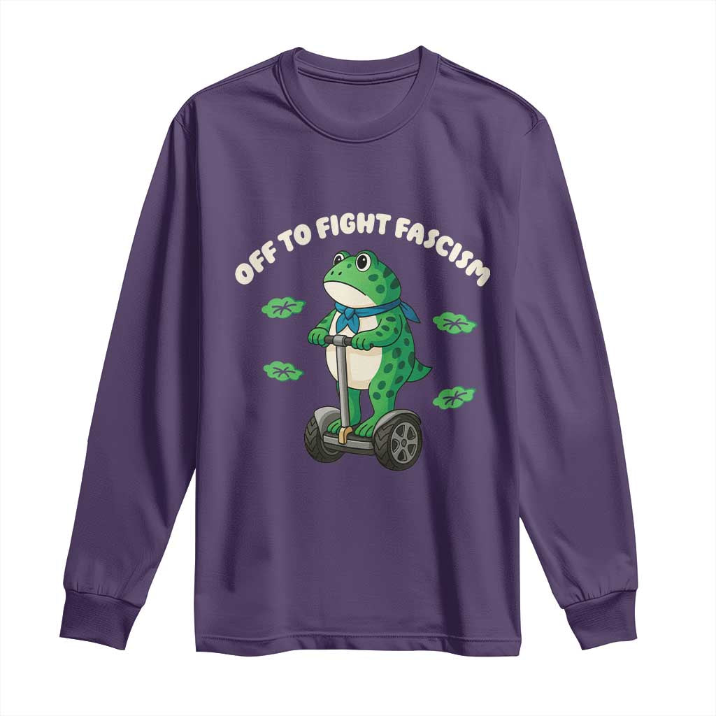 Portland Frog Long Sleeve Shirt Off to Fight Fascism Inflatable Costume Protest TS10 Purple Print Your Wear