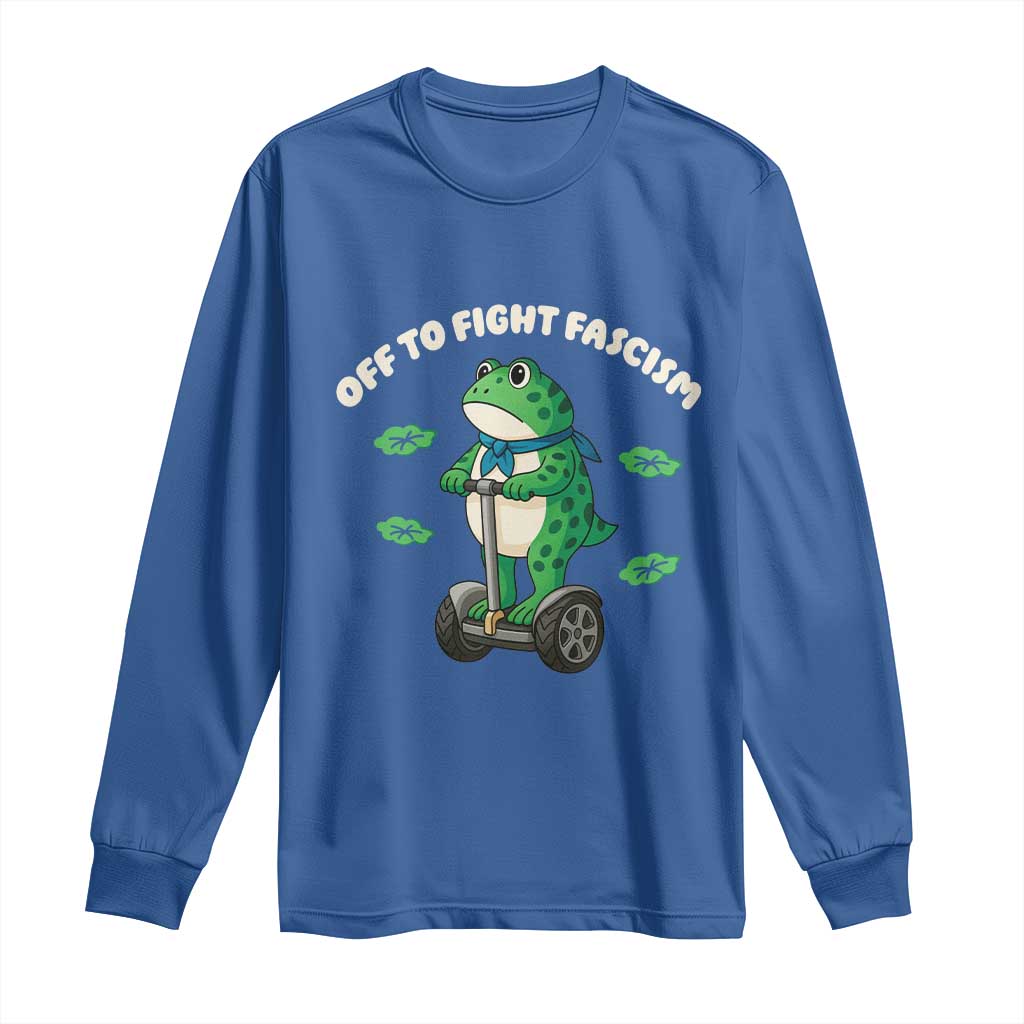 Portland Frog Long Sleeve Shirt Off to Fight Fascism Inflatable Costume Protest TS10 Royal Blue Print Your Wear