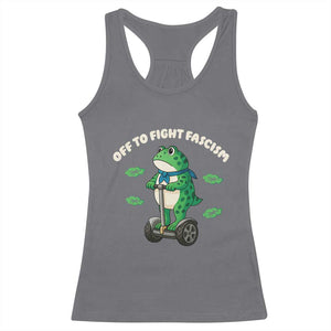 Portland Frog Racerback Tank Top Off to Fight Fascism Inflatable Costume Protest TS10 Charcoal Print Your Wear