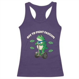 Portland Frog Racerback Tank Top Off to Fight Fascism Inflatable Costume Protest TS10 Purple Print Your Wear