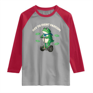 Portland Frog Raglan Shirt Off to Fight Fascism Inflatable Costume Protest - Print Your Wear