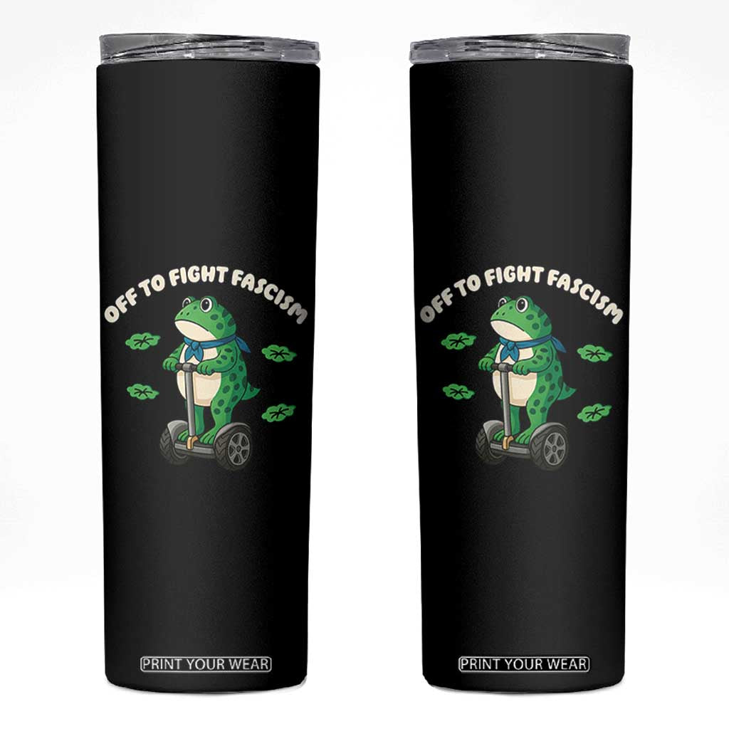 Portland Frog Skinny Tumbler Off to Fight Fascism Inflatable Costume Protest TS10 Black Print Your Wear