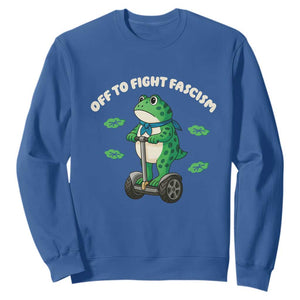 Portland Frog Sweatshirt Off to Fight Fascism Inflatable Costume Protest TS10 Royal Blue Print Your Wear