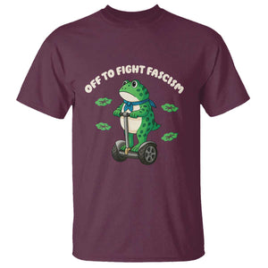 Portland Frog T Shirt Off to Fight Fascism Inflatable Costume Protest TS10 Maroon Print Your Wear