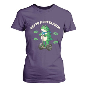 Portland Frog T Shirt For Women Off to Fight Fascism Inflatable Costume Protest TS10 Purple Print Your Wear