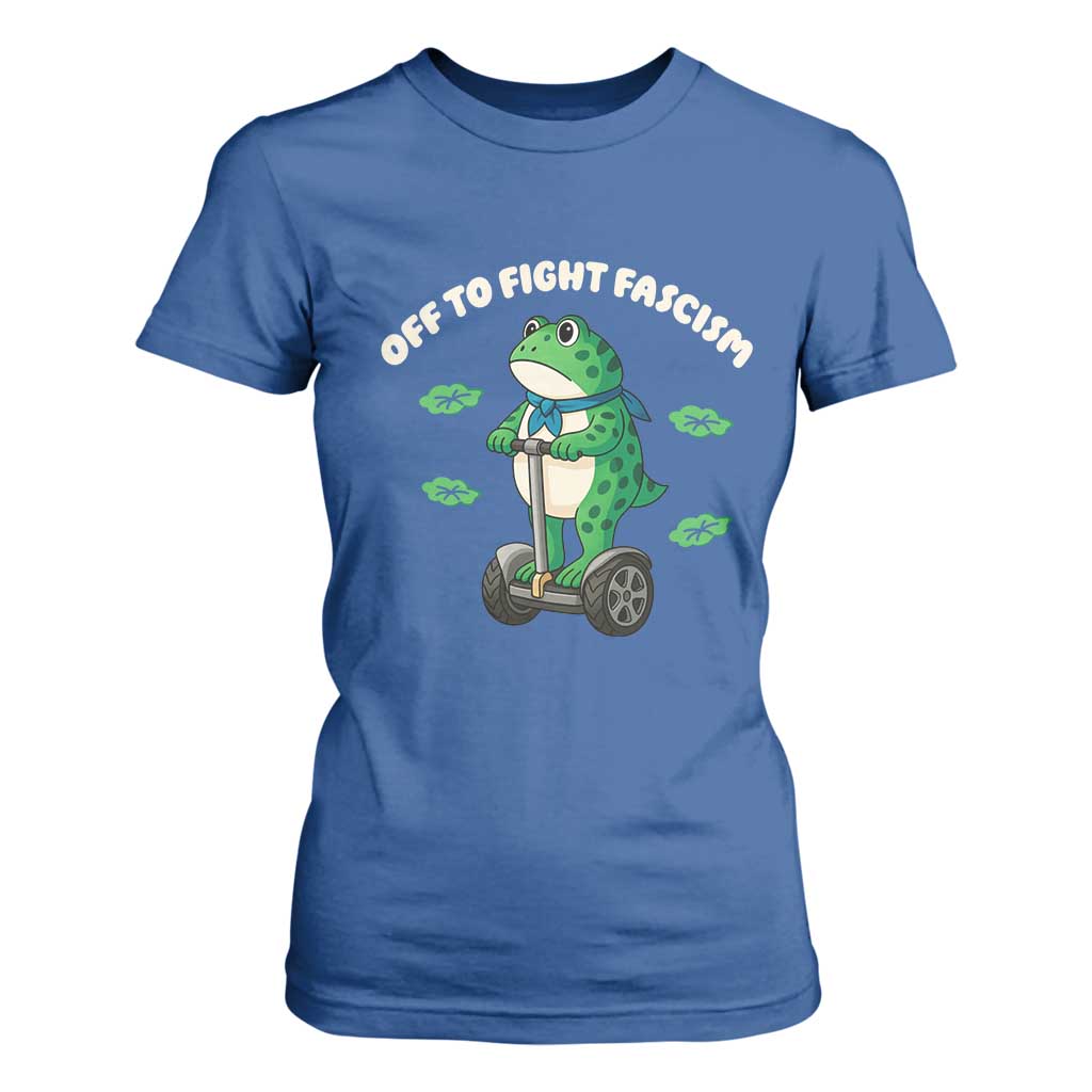 Portland Frog T Shirt For Women Off to Fight Fascism Inflatable Costume Protest TS10 Royal Blue Print Your Wear