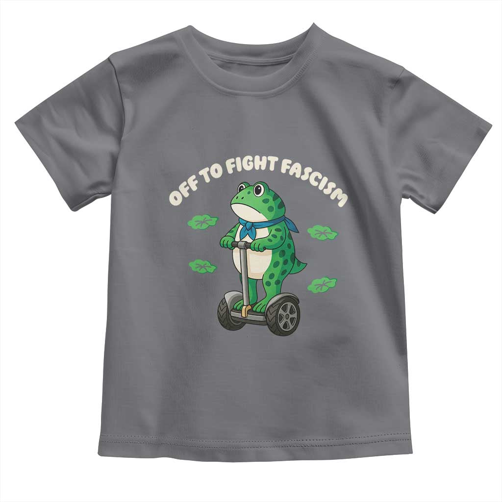 Portland Frog Toddler T Shirt Off to Fight Fascism Inflatable Costume Protest TS10 Charcoal Print Your Wear