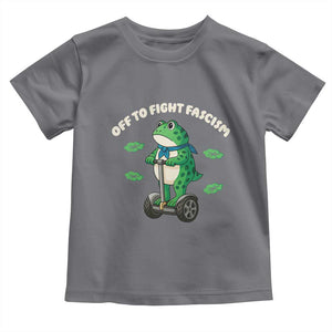 Portland Frog Toddler T Shirt Off to Fight Fascism Inflatable Costume Protest TS10 Charcoal Print Your Wear