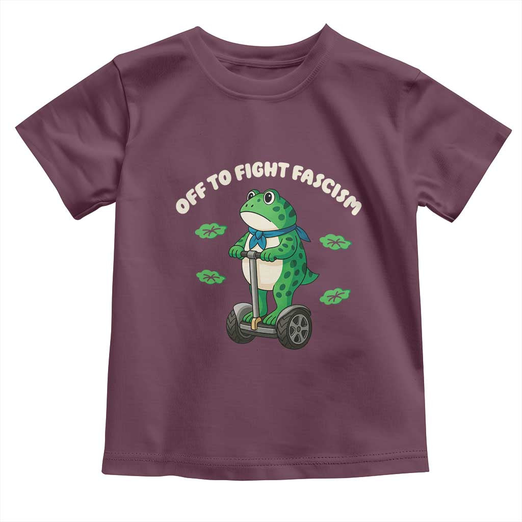 Portland Frog Toddler T Shirt Off to Fight Fascism Inflatable Costume Protest TS10 Maroon Print Your Wear