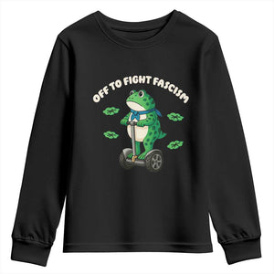 Portland Frog Youth Sweatshirt Off to Fight Fascism Inflatable Costume Protest TS10 Black Print Your Wear