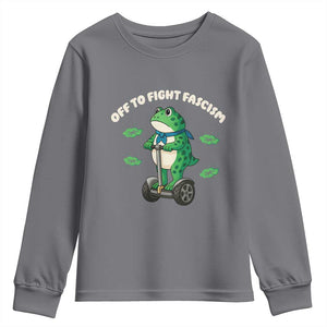 Portland Frog Youth Sweatshirt Off to Fight Fascism Inflatable Costume Protest TS10 Charcoal Print Your Wear