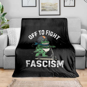 Portland Frog Resist Protest Throw Blanket Off to Fight Fascism Frog Scooter TS10 Print Your Wear