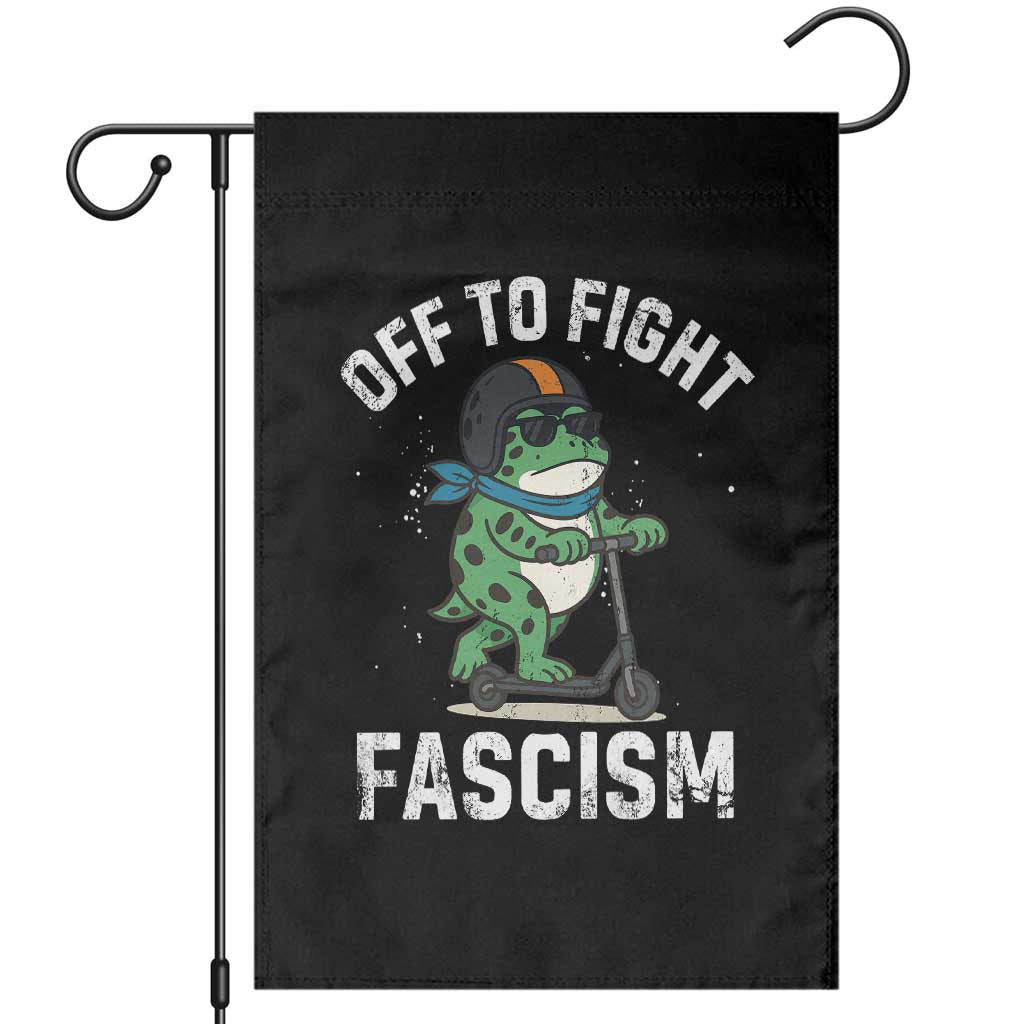 Portland Frog Resist Protest Garden Flag Off to Fight Fascism Frog Scooter TS10 Black Print Your Wear
