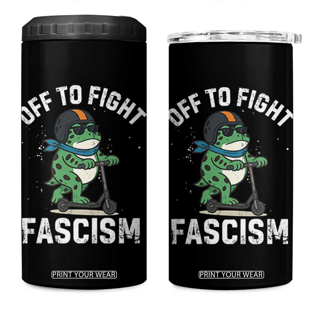 Portland Frog Resist Protest 4 in 1 Can Cooler Tumbler Off to Fight Fascism Frog Scooter TS10 One Size: 16 oz Black Print Your Wear