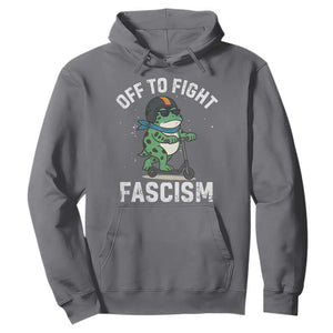 Portland Frog Resist Protest Hoodie Off to Fight Fascism Frog Scooter TS10 Charcoal Print Your Wear