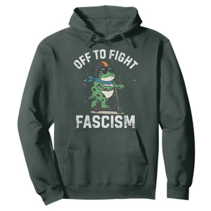 Portland Frog Resist Protest Hoodie Off to Fight Fascism Frog Scooter TS10 Dark Forest Green Print Your Wear