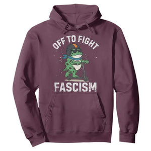 Portland Frog Resist Protest Hoodie Off to Fight Fascism Frog Scooter TS10 Maroon Print Your Wear
