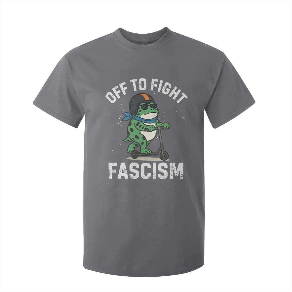 Portland Frog Resist Protest T Shirt For Kid Off to Fight Fascism Frog Scooter TS10 Charcoal Print Your Wear