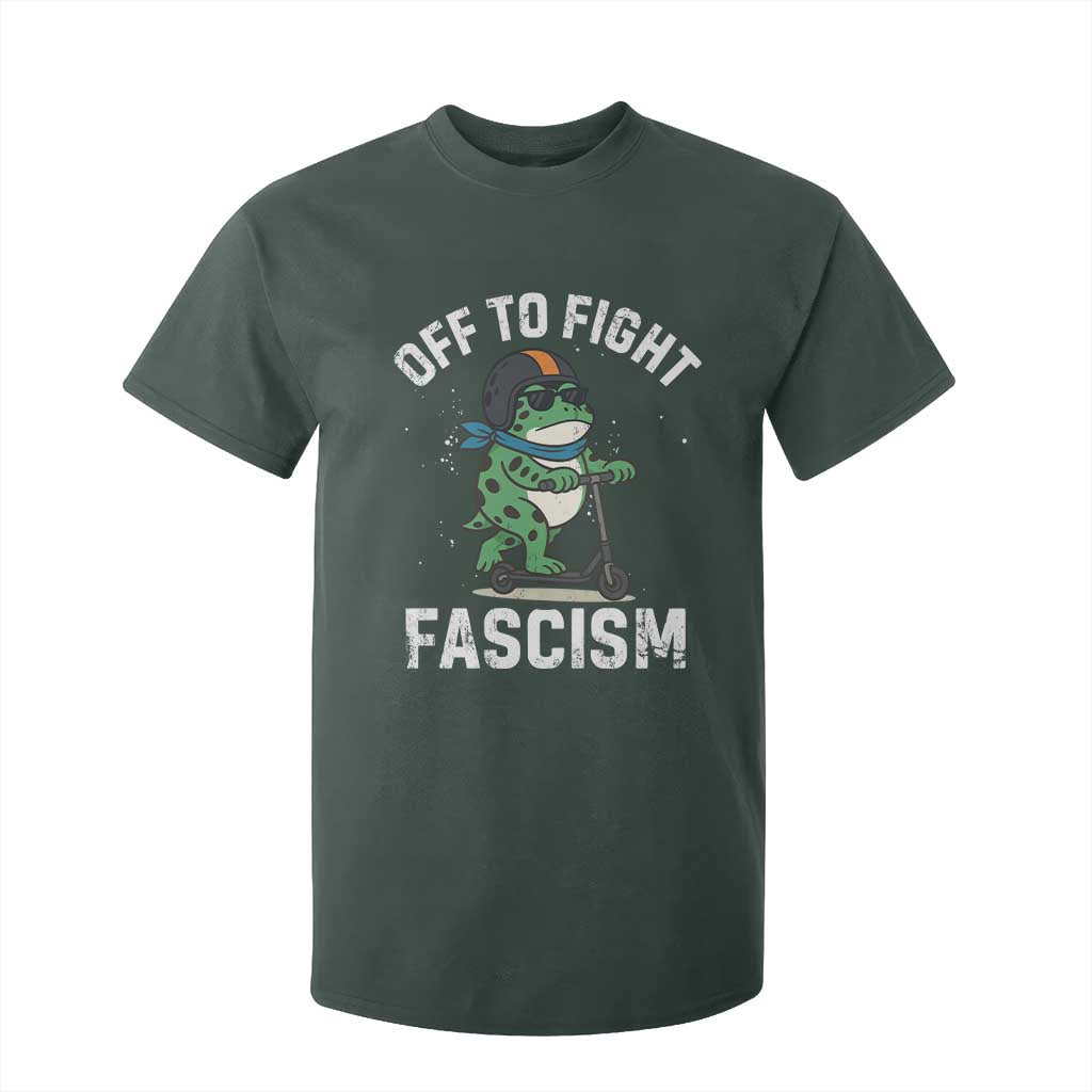 Portland Frog Resist Protest T Shirt For Kid Off to Fight Fascism Frog Scooter TS10 Dark Forest Green Print Your Wear