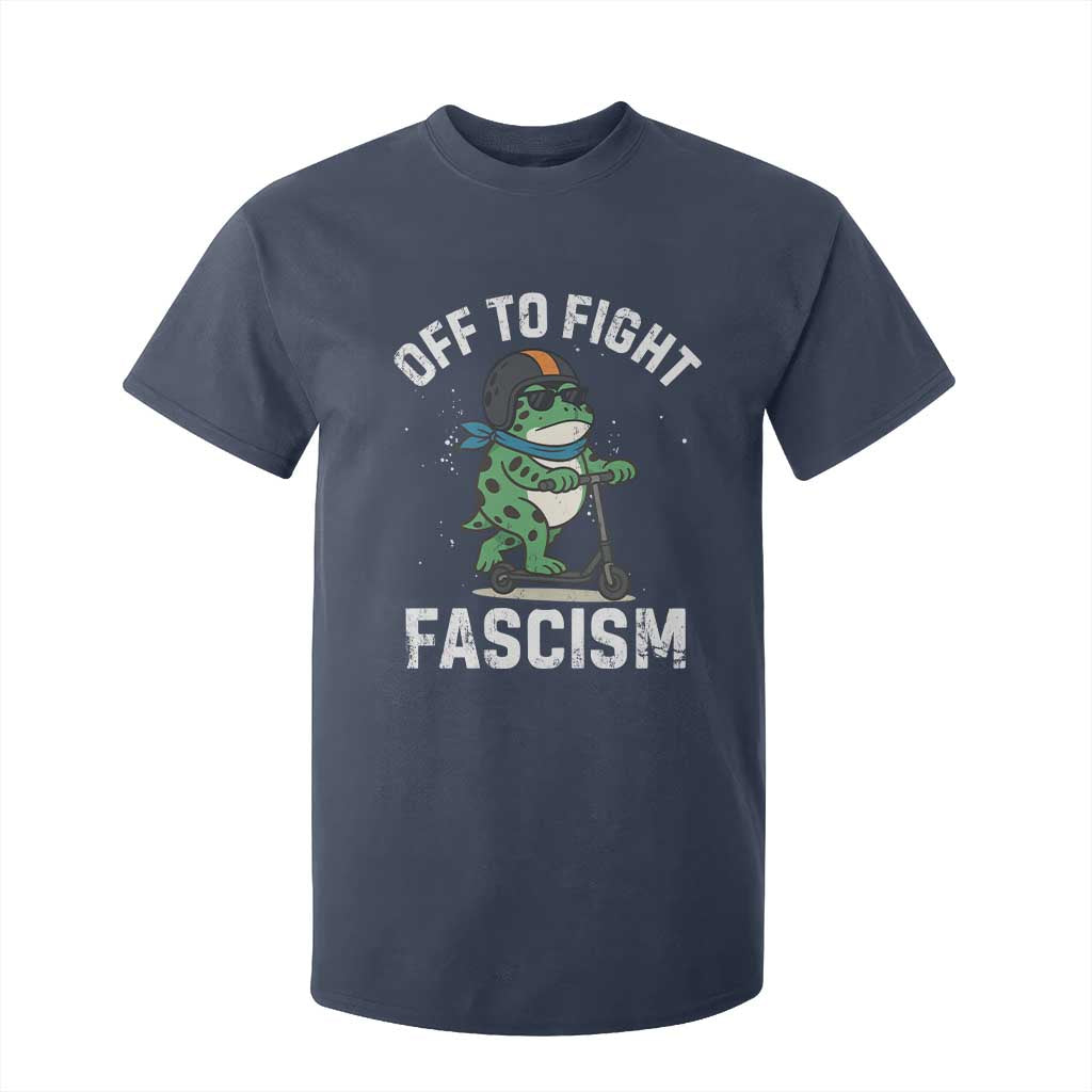 Portland Frog Resist Protest T Shirt For Kid Off to Fight Fascism Frog Scooter TS10 Navy Print Your Wear