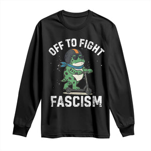 Portland Frog Resist Protest Long Sleeve Shirt Off to Fight Fascism Frog Scooter - Print Your Wear