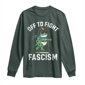 Portland Frog Resist Protest Long Sleeve Shirt Off to Fight Fascism Frog Scooter TS10 Dark Forest Green Print Your Wear