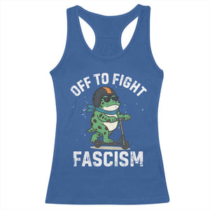 Portland Frog Resist Protest Racerback Tank Top Off to Fight Fascism Frog Scooter TS10 Royal Blue Print Your Wear
