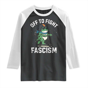 Portland Frog Resist Protest Raglan Shirt Off to Fight Fascism Frog Scooter - Print Your Wear