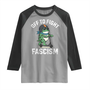 Portland Frog Resist Protest Raglan Shirt Off to Fight Fascism Frog Scooter - Print Your Wear