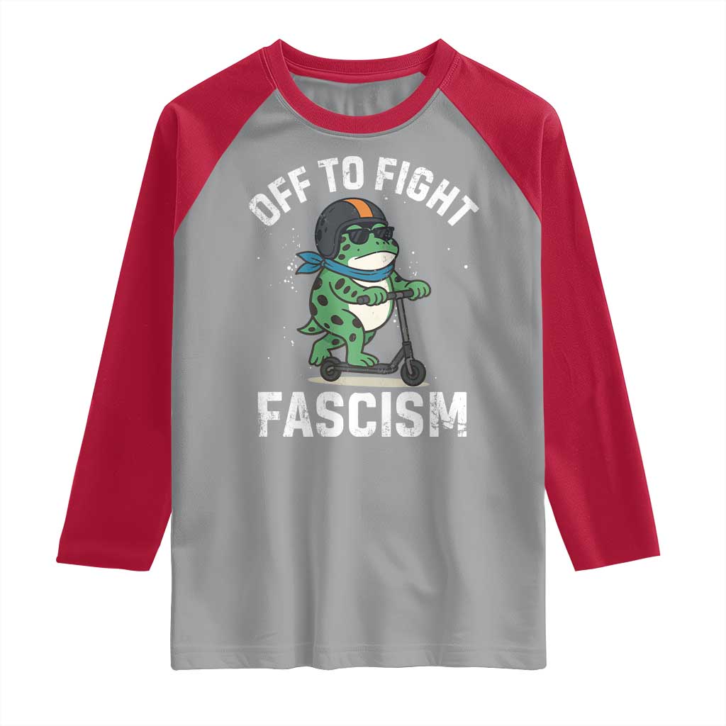 Portland Frog Resist Protest Raglan Shirt Off to Fight Fascism Frog Scooter TS10 Sport Gray Red Print Your Wear
