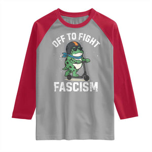 Portland Frog Resist Protest Raglan Shirt Off to Fight Fascism Frog Scooter - Print Your Wear