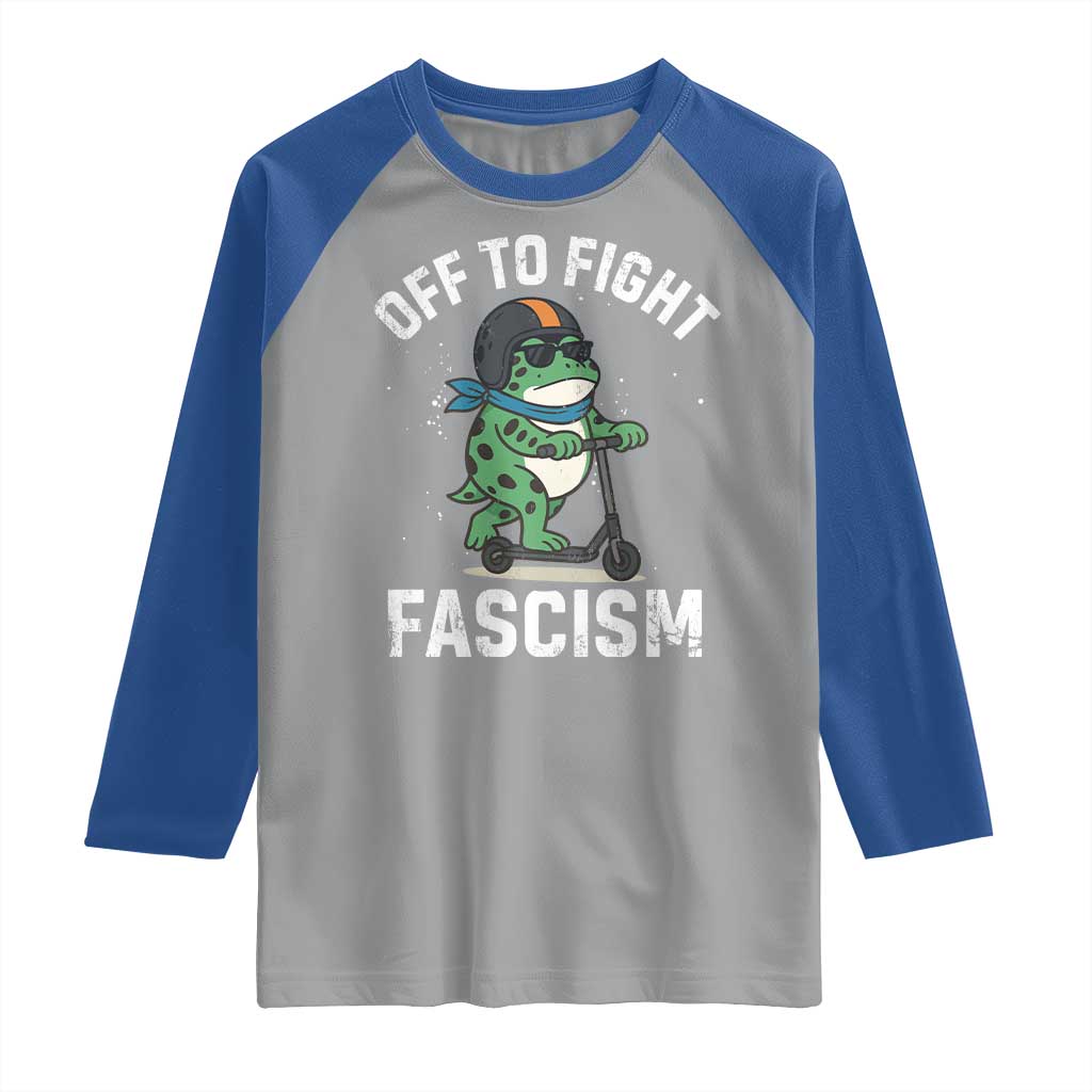 Portland Frog Resist Protest Raglan Shirt Off to Fight Fascism Frog Scooter TS10 Sport Gray Royal Print Your Wear