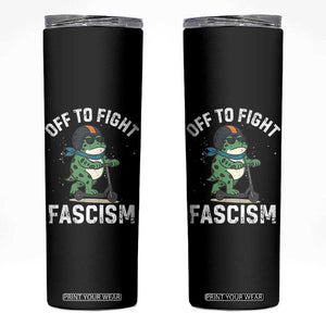 Portland Frog Resist Protest Skinny Tumbler Off to Fight Fascism Frog Scooter TS10 Black Print Your Wear