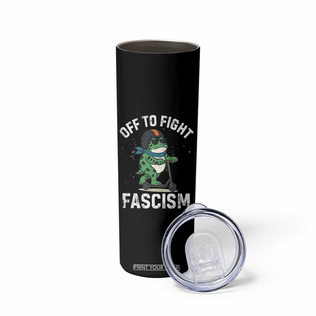 Portland Frog Resist Protest Skinny Tumbler Off to Fight Fascism Frog Scooter TS10 Print Your Wear
