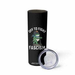 Portland Frog Resist Protest Skinny Tumbler Off to Fight Fascism Frog Scooter - Print Your Wear