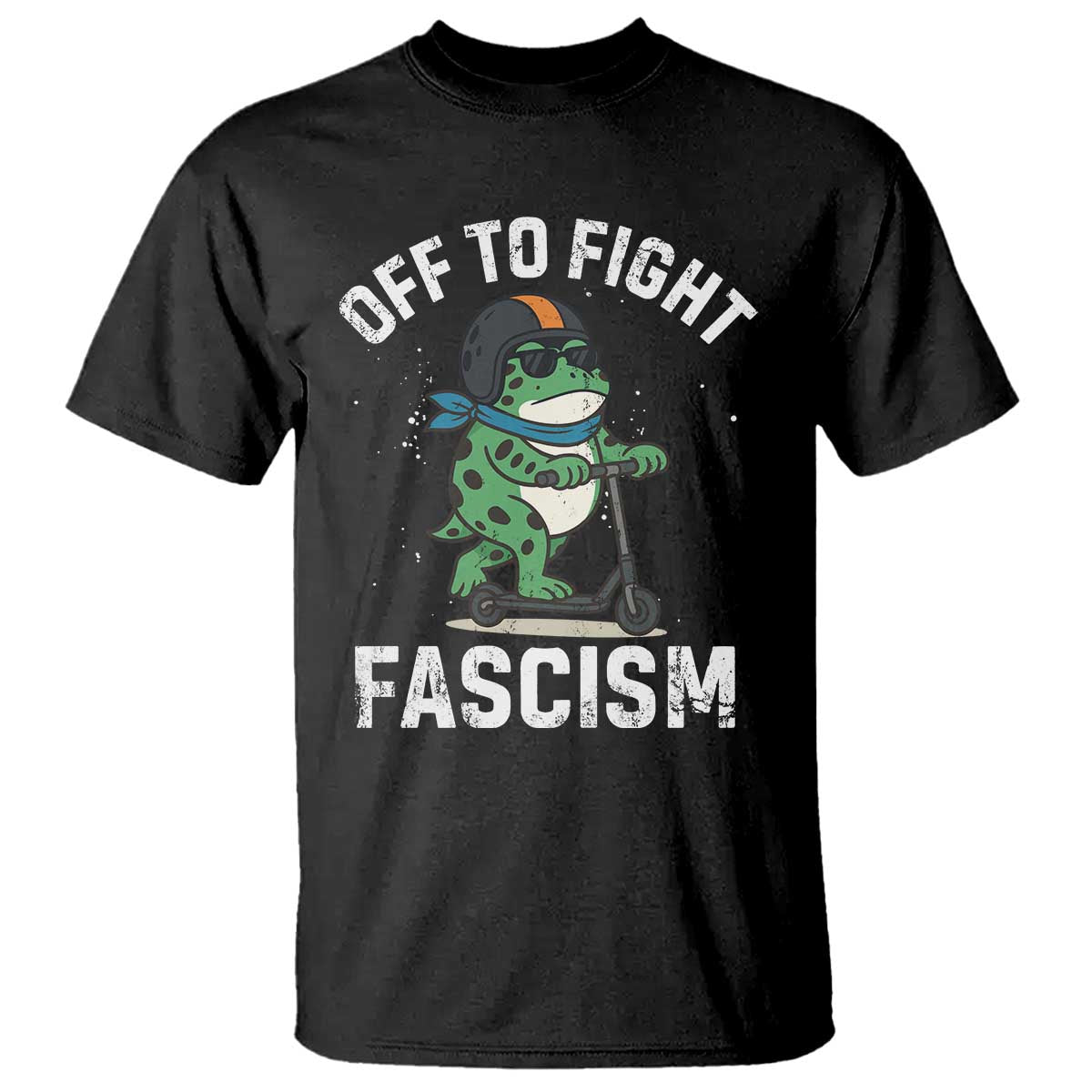 Portland Frog Resist Protest T Shirt Off to Fight Fascism Frog Scooter TS10 Black Print Your Wear