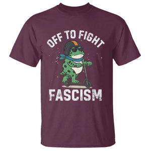 Portland Frog Resist Protest T Shirt Off to Fight Fascism Frog Scooter TS10 Maroon Print Your Wear