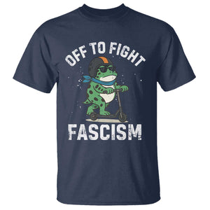 Portland Frog Resist Protest T Shirt Off to Fight Fascism Frog Scooter TS10 Navy Print Your Wear