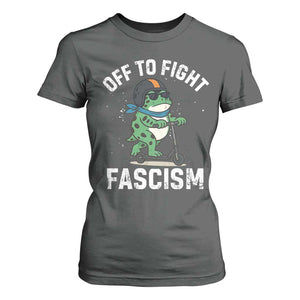 Portland Frog Resist Protest T Shirt For Women Off to Fight Fascism Frog Scooter TS10 Dark Heather Print Your Wear