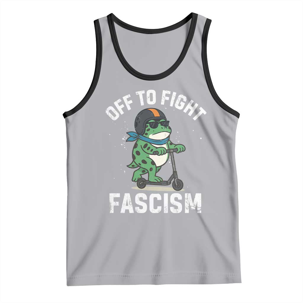 Portland Frog Resist Protest Tank Top Off to Fight Fascism Frog Scooter TS10 Athletic Heather Black Print Your Wear
