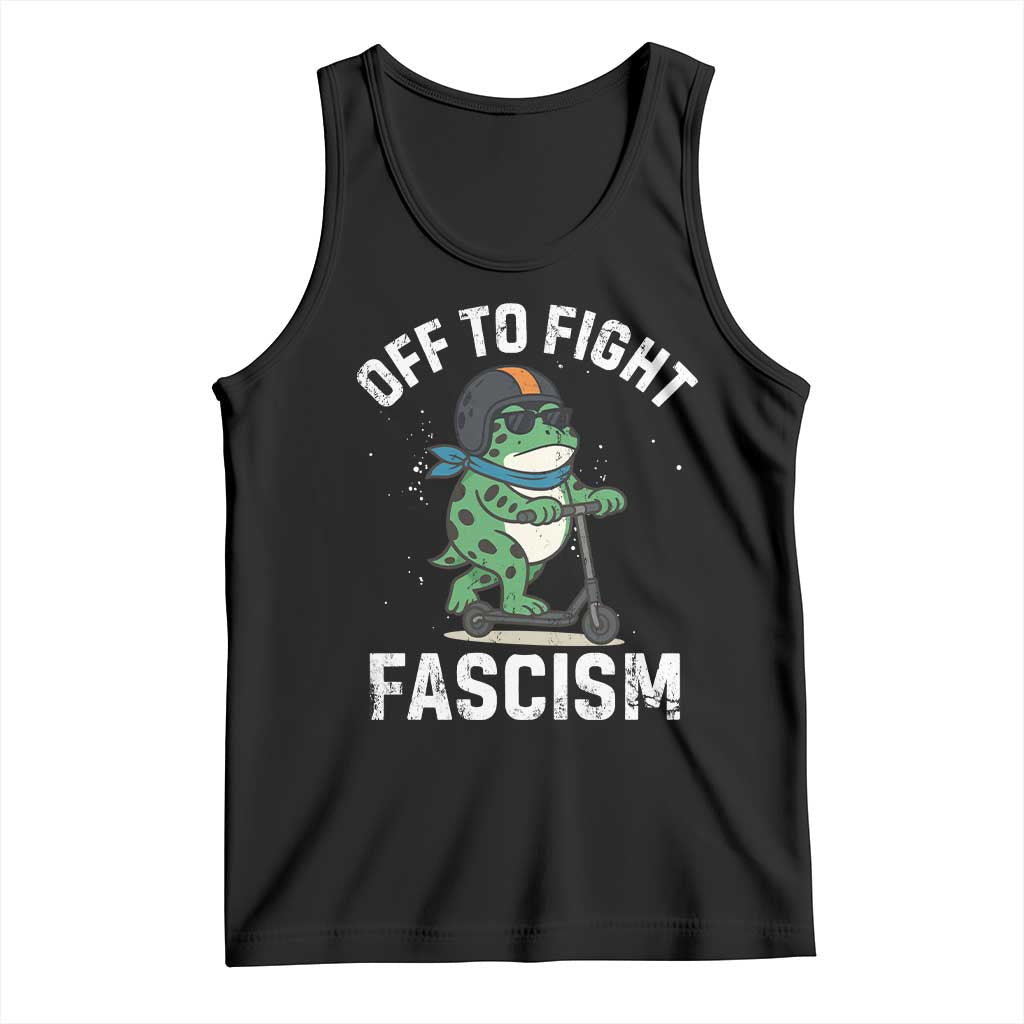 Portland Frog Resist Protest Tank Top Off to Fight Fascism Frog Scooter - Print Your Wear
