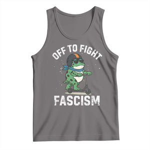 Portland Frog Resist Protest Tank Top Off to Fight Fascism Frog Scooter TS10 Deep Heather Print Your Wear