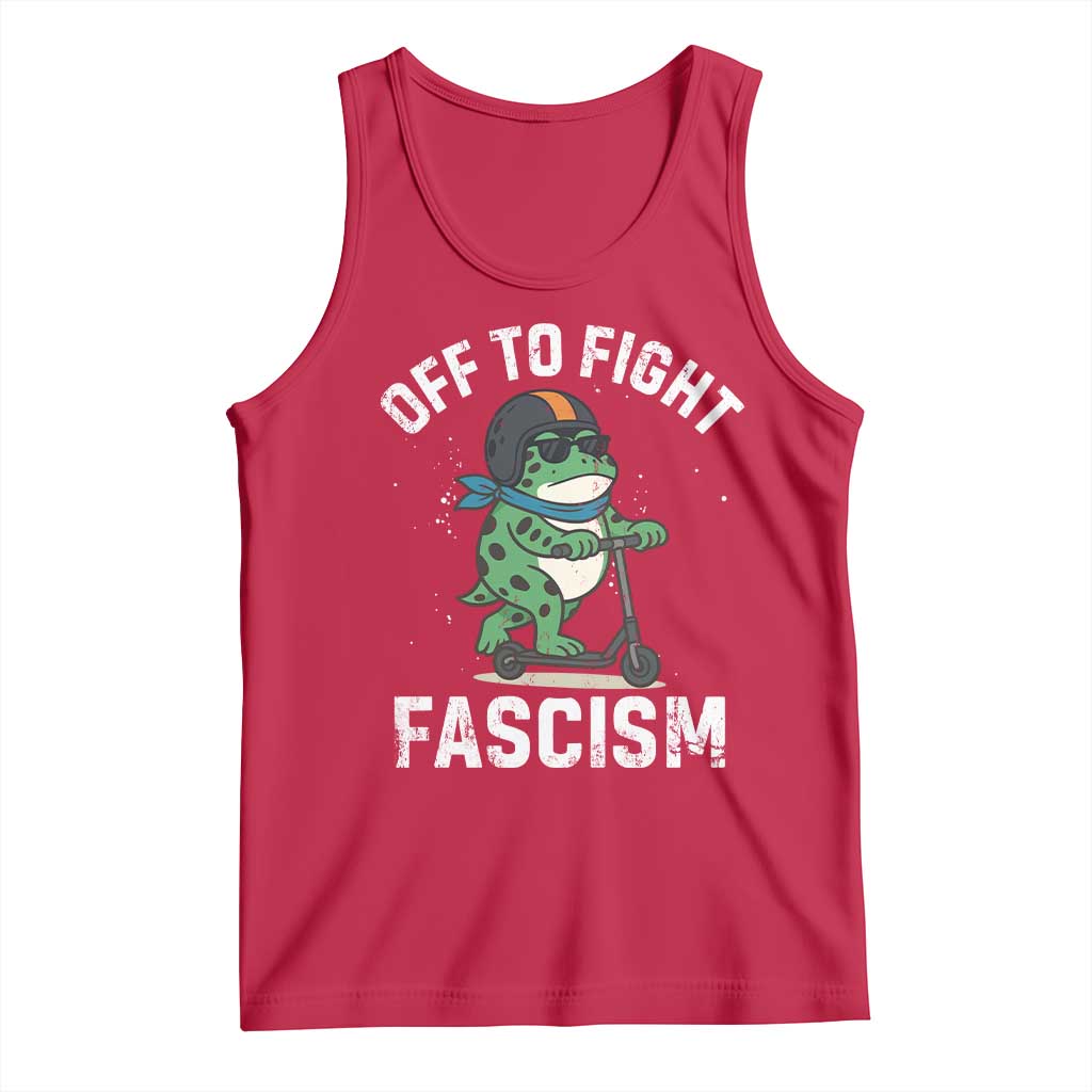 Portland Frog Resist Protest Tank Top Off to Fight Fascism Frog Scooter TS10 Red Print Your Wear
