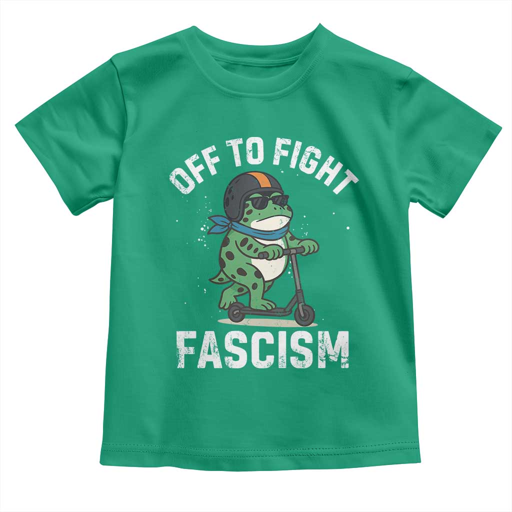 Portland Frog Resist Protest Toddler T Shirt Off to Fight Fascism Frog Scooter TS10 Irish Green Print Your Wear